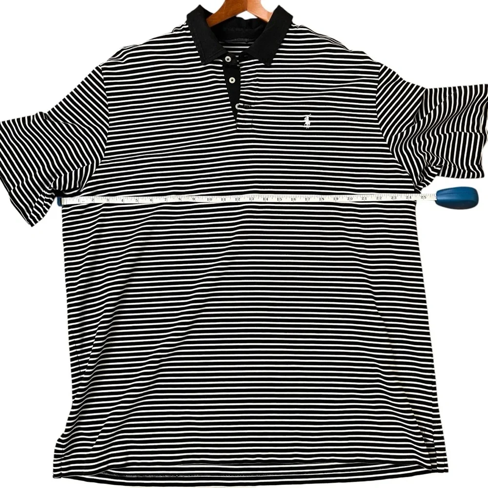 Polo Ralph Lauren Golf Pima Cotton Polo Shirt Black White Striped XXL Big & Tall